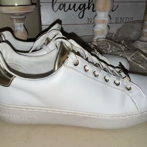 Michael Kors White Sneakers with Gold Details